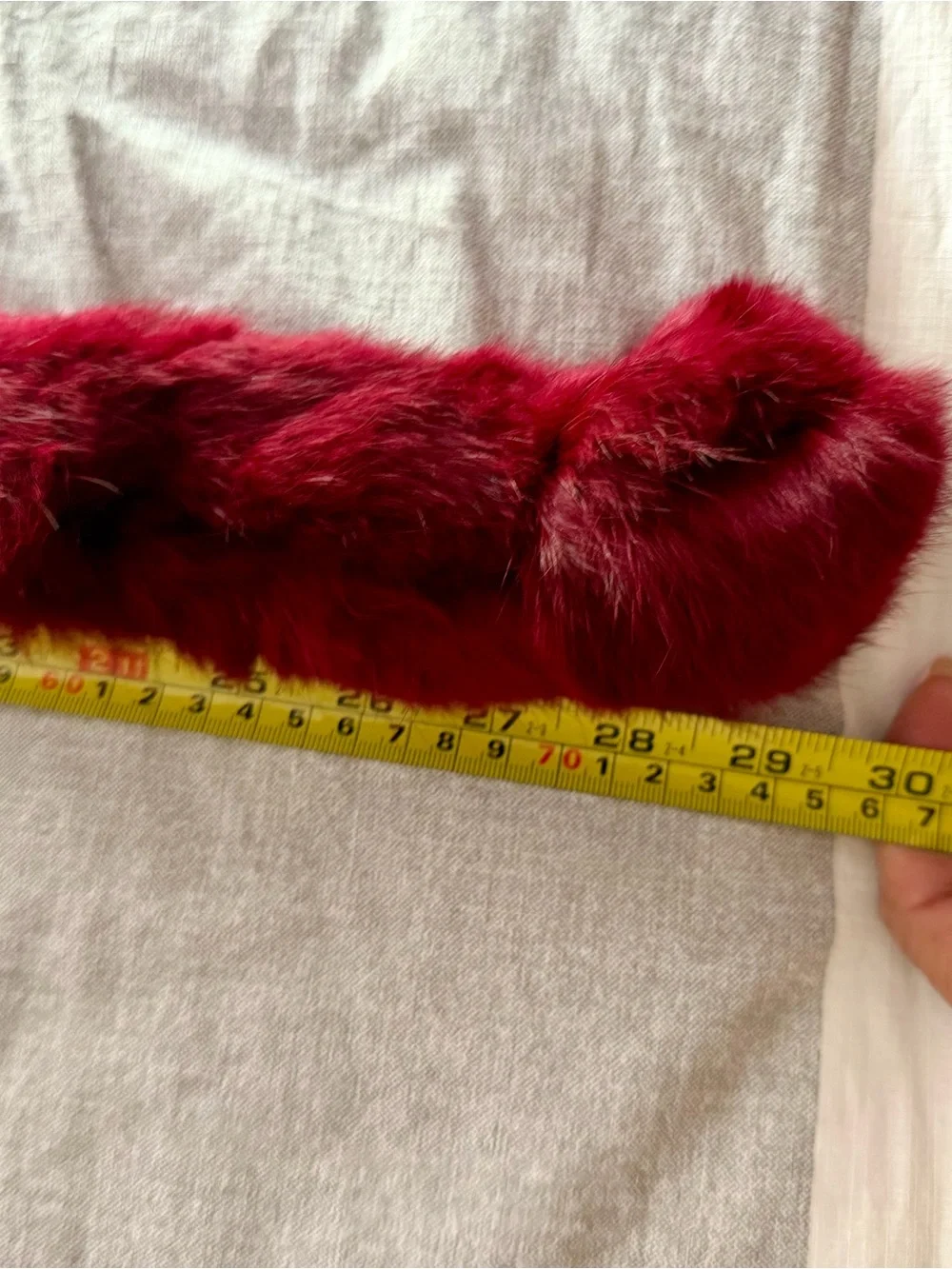 Peebles Rabbit Fur Neck Scarf - handcrafted Burgundy